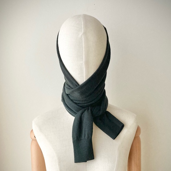 joodito 100% merino wool sweater wrap scarf long origami boro snake winter black - Picture 2 of 12